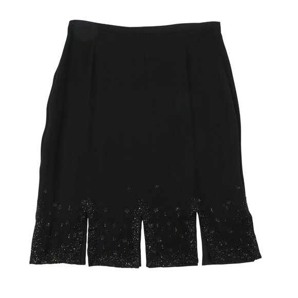 NWT Badgley Mischka $1990 Beaded Embellished Black Evening Car Wash Hem Skirt 12 - Picture 4 of 6